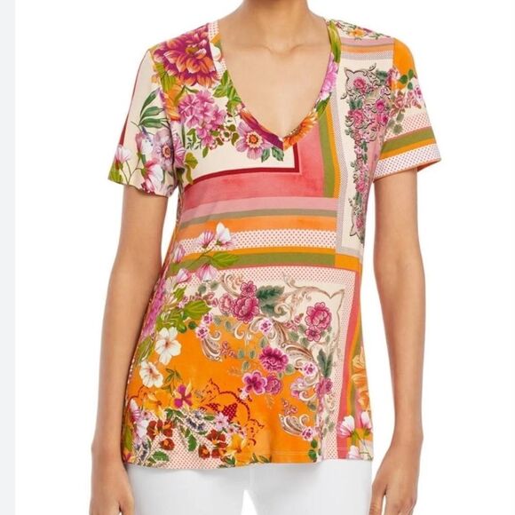 Johnny Was Romantic Bamboo V-Neck Tee - Picture 10 of 10